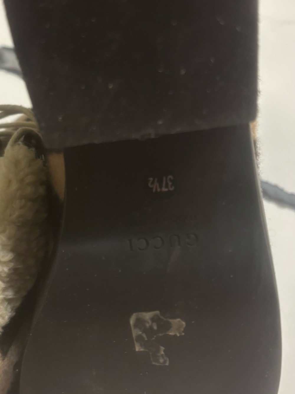 Gucci Beige and Brown GG Logo Shearling-Trim Boots - Picture 6 of 6
